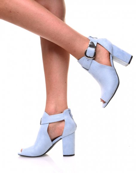 Sandales  talons en sudine bleue