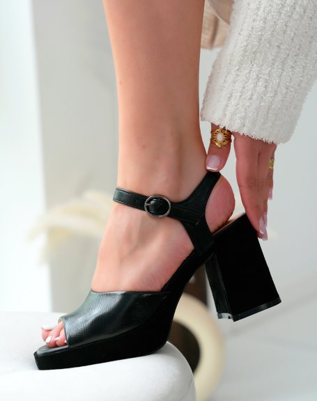 Sandales Noires  Lanires avec Semelle Epaisse - Audace et Style