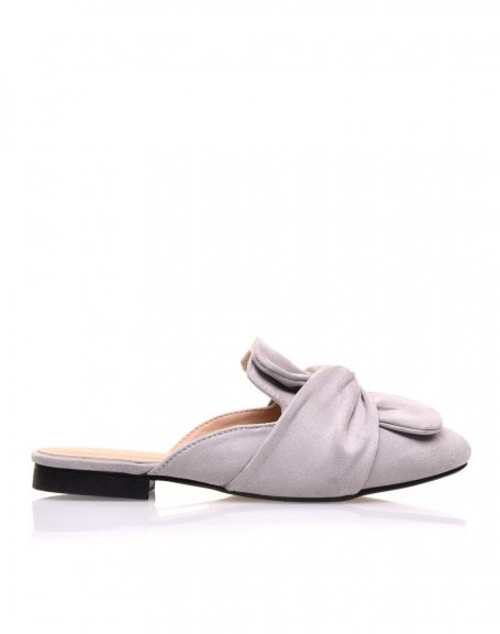 Sandales plates grises en sudine