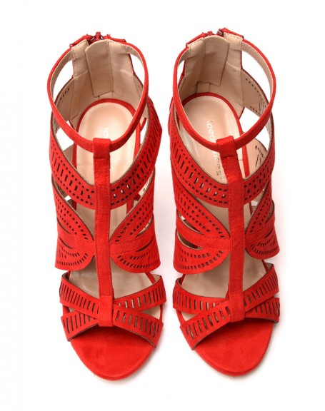 Sandales rouges  talons & dtails multiples