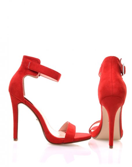 Sandales rouges en sudine  brides