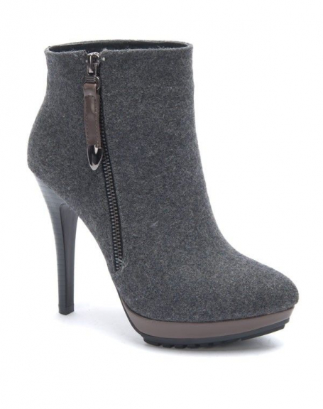 Sinly women's shoe: Gray heeled boot