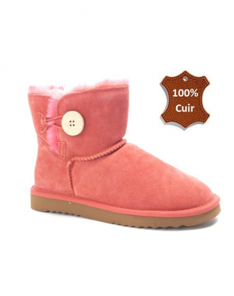 Sinly women's shoe: Lined ankle boot in pink LEATHER