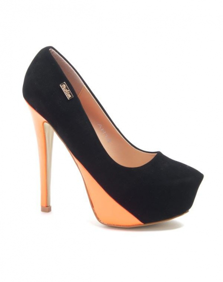 Sinly women's shoes: black bi-color pumps