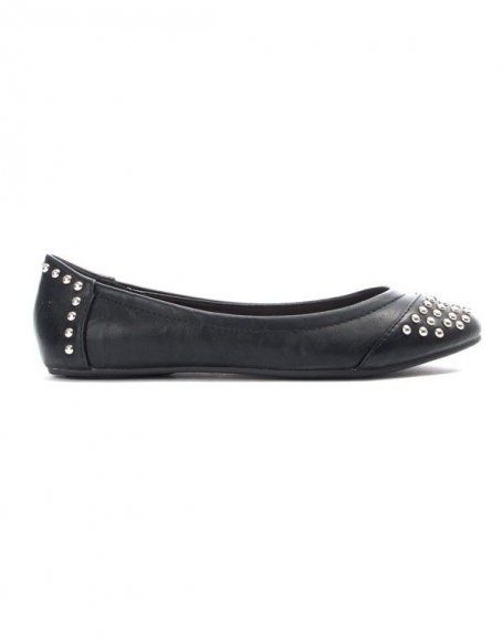 Sinly women's shoes: black studded ballerina