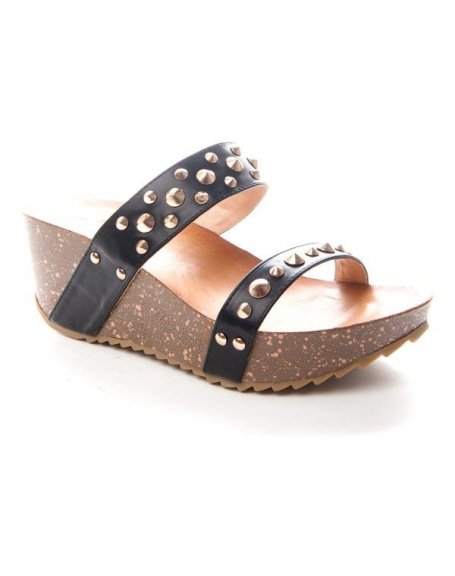 Sinly women's shoes: black studded clog
