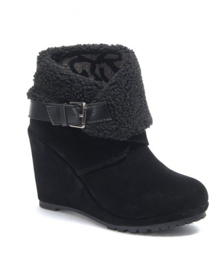 Sinly women's shoes: black wedge ankle boot