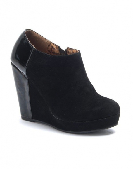 Sinly women's shoes: black wedge heel ankle boots