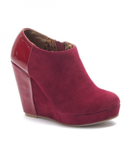 Sinly women's shoes: red wedge heel ankle boots