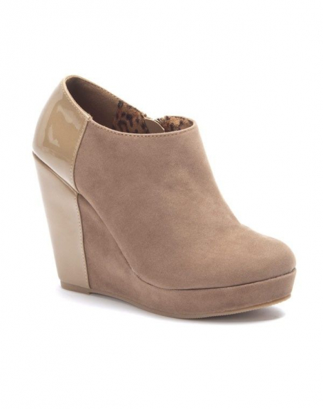 Sinly women's shoes: taupe wedge ankle boots