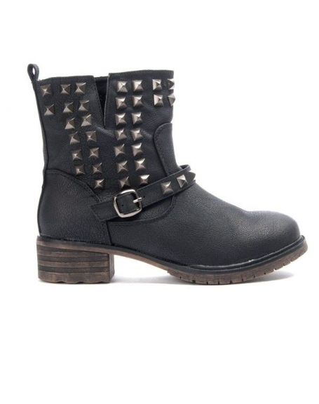 Sinly women's shoes: Studded ankle boot - Black