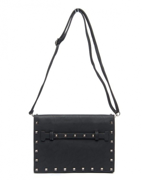 Small black Flora & Co studded satchel style handbag
