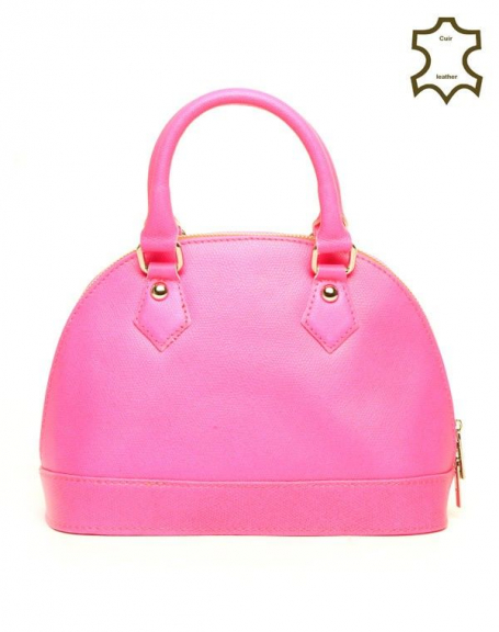 Small neon pink Palme handbag in split leather