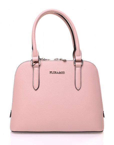 Small rounded pale pink handbag with double compartments