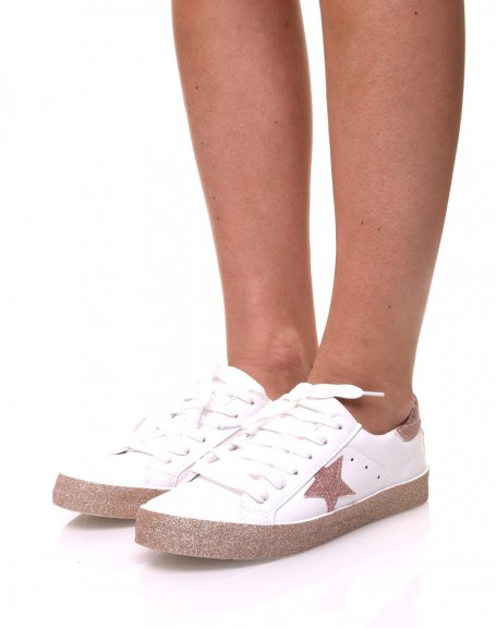 Sneakers blanches  pailltes champagne