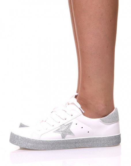 Sneakers blanches  pailltes grises