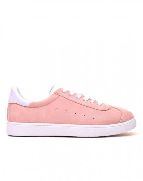 Sneakers en sudine rose pale 