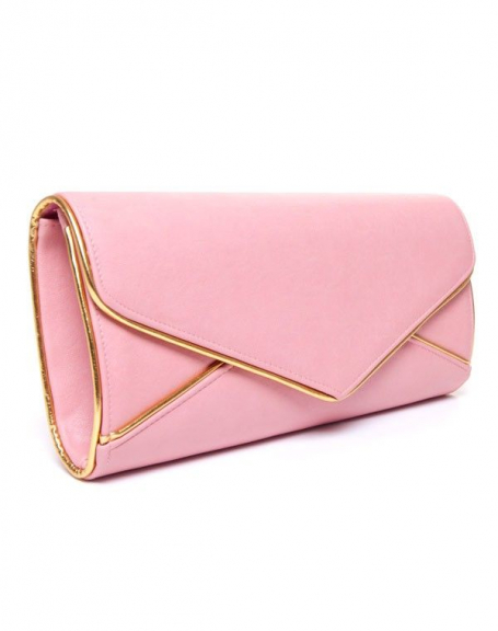 Style Shoes woman bag: Large pink and gold clutch bag