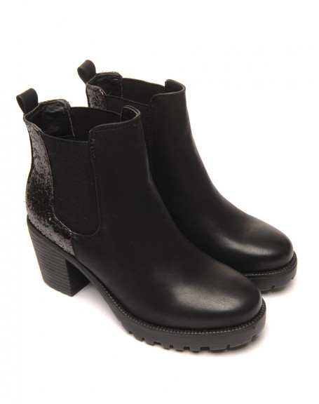 Sublimes Chelsea boots noires  talons et paillettes