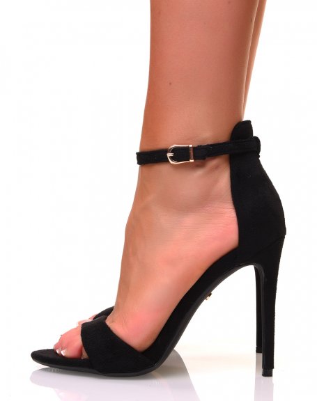 Suedette stiletto heel sandals with chunky straps