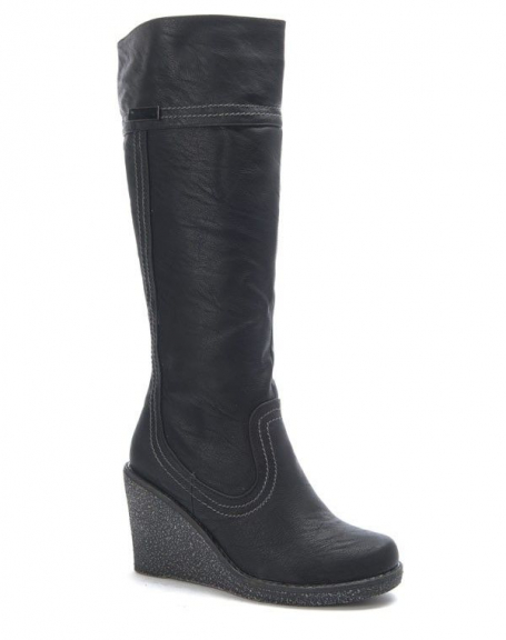 Sunrise C women's shoe: black wedge heel boot