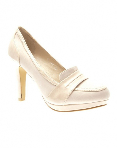 Suredelle women's shoes: beige moccasin pumps