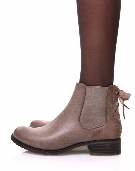 Taupe Chelsea boots with bow