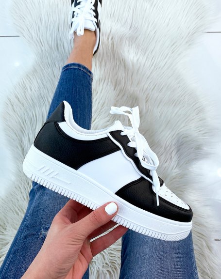 White and black basket with thick sole