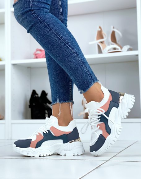 White and blue sock effect sneakers