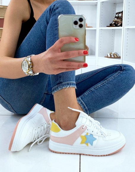 White and pastel sneakers with star inserts