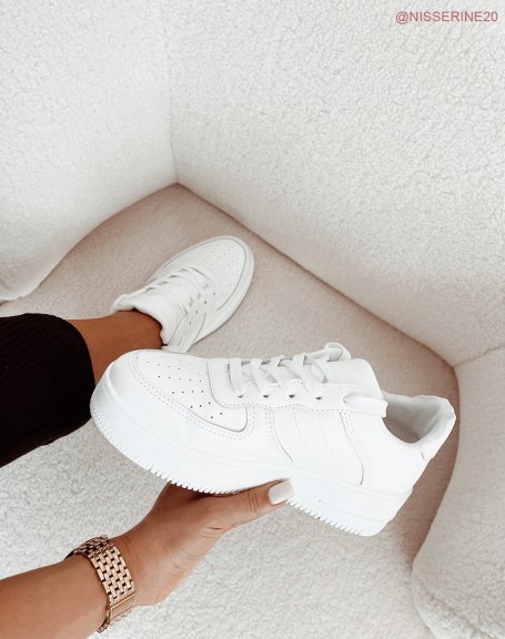 White chunky platform sneakers