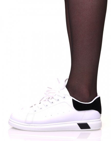 White lace-up sneakers with black details