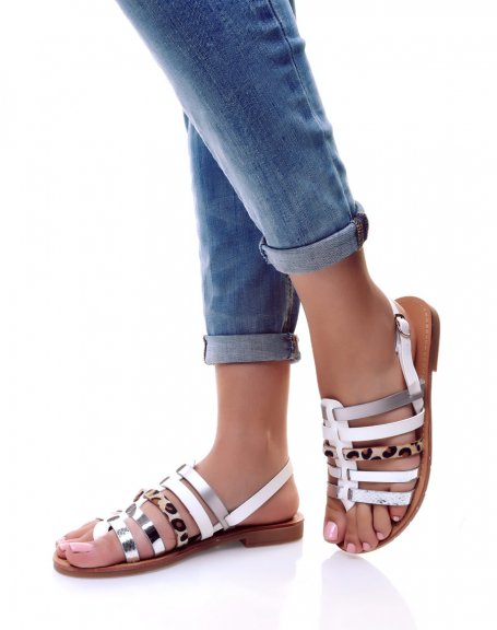White multi-strap sandals