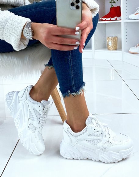 White oversized platform sneakers