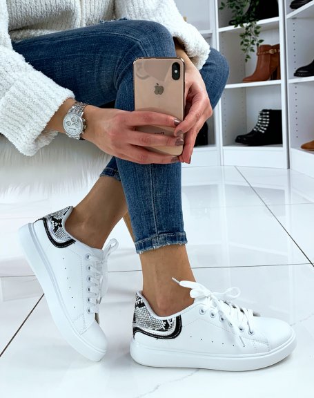 White paneled sneakers