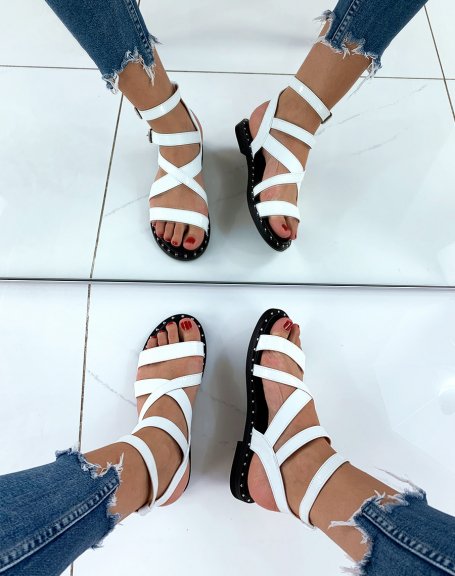White sandal with studded sole
