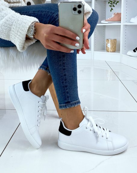 White sneakers with black insert