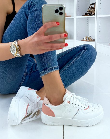 White sneakers with pink details