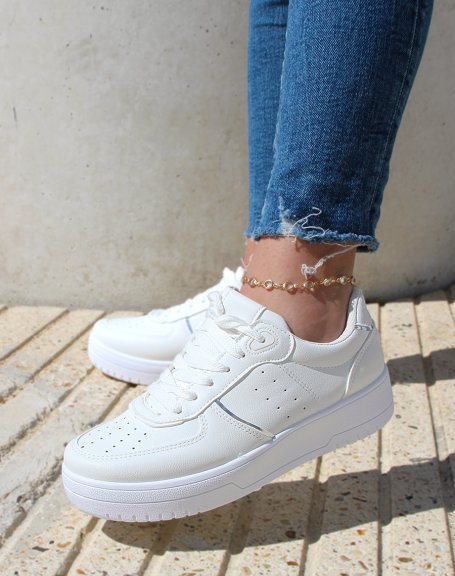 White sneakers with silver details