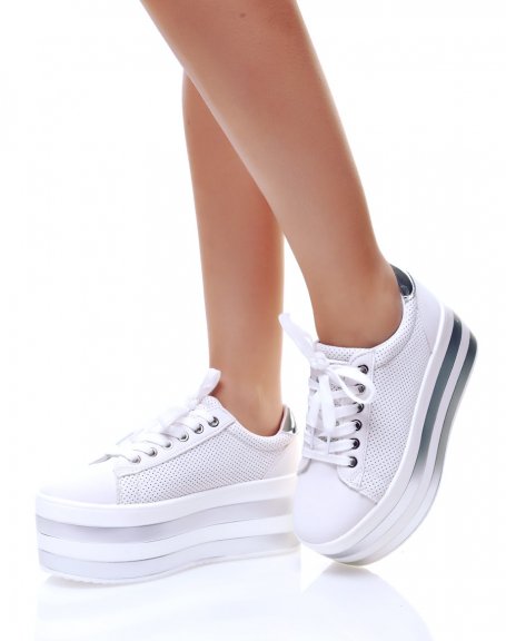 White wedge sneakers