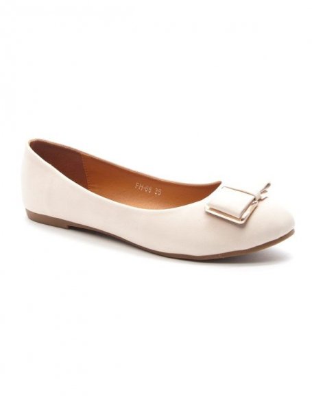 Women's shoe Style Shoes: Ballerina with bow - beige