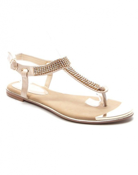 Women's shoes Style Shoes: Sandals with rhinestones - beige
