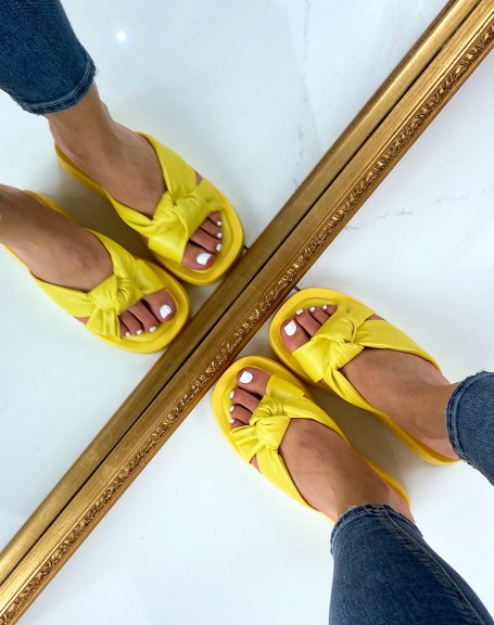Yellow sandals with wide padded straps