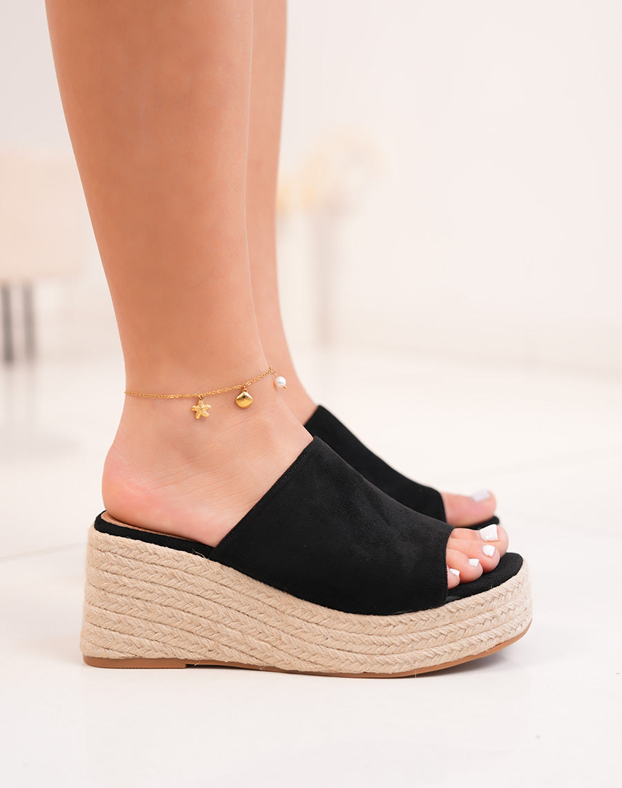 Mules FINDLAY Black Sweden Woman with Braded Holiday Heel