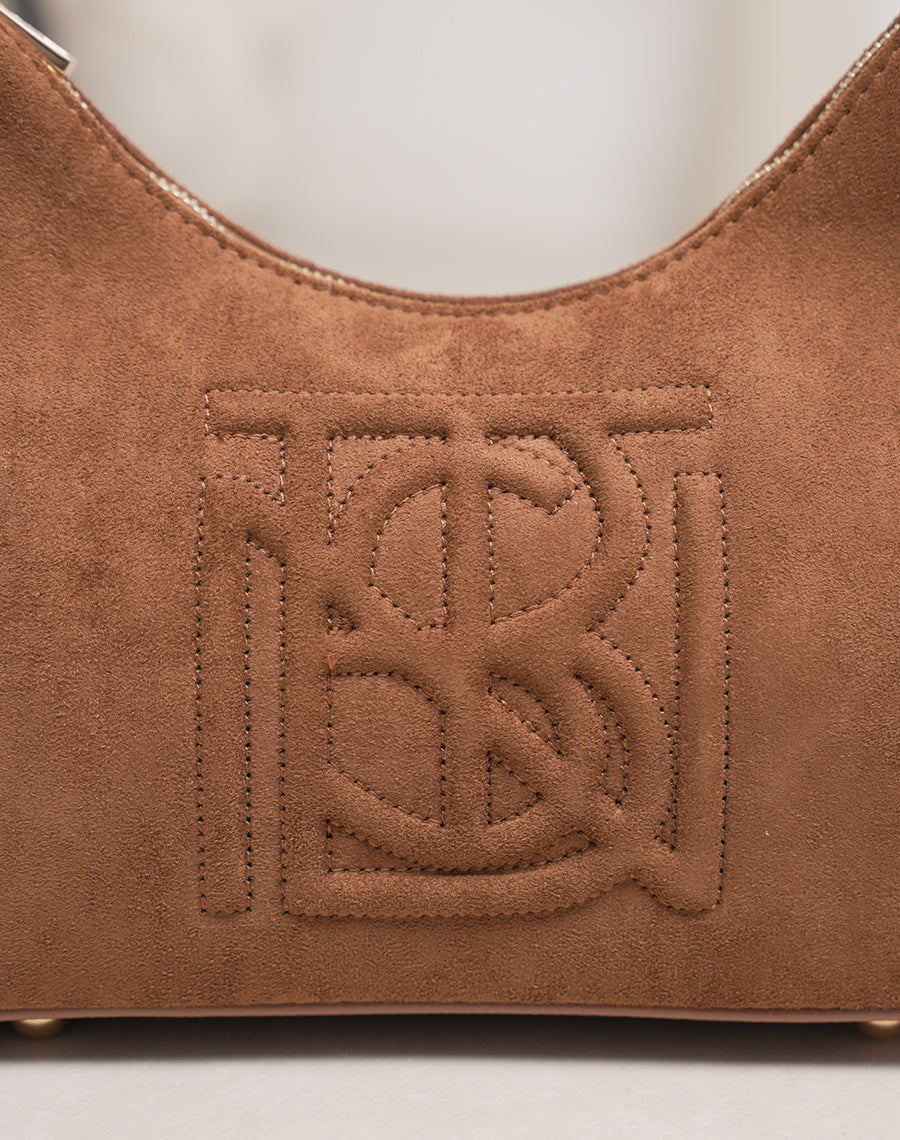 Sac besace camel en suédine avec broderie chic