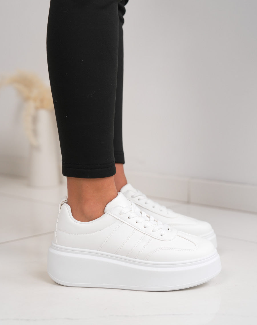 Basket femme blanche tendance avec plateforme épaisse