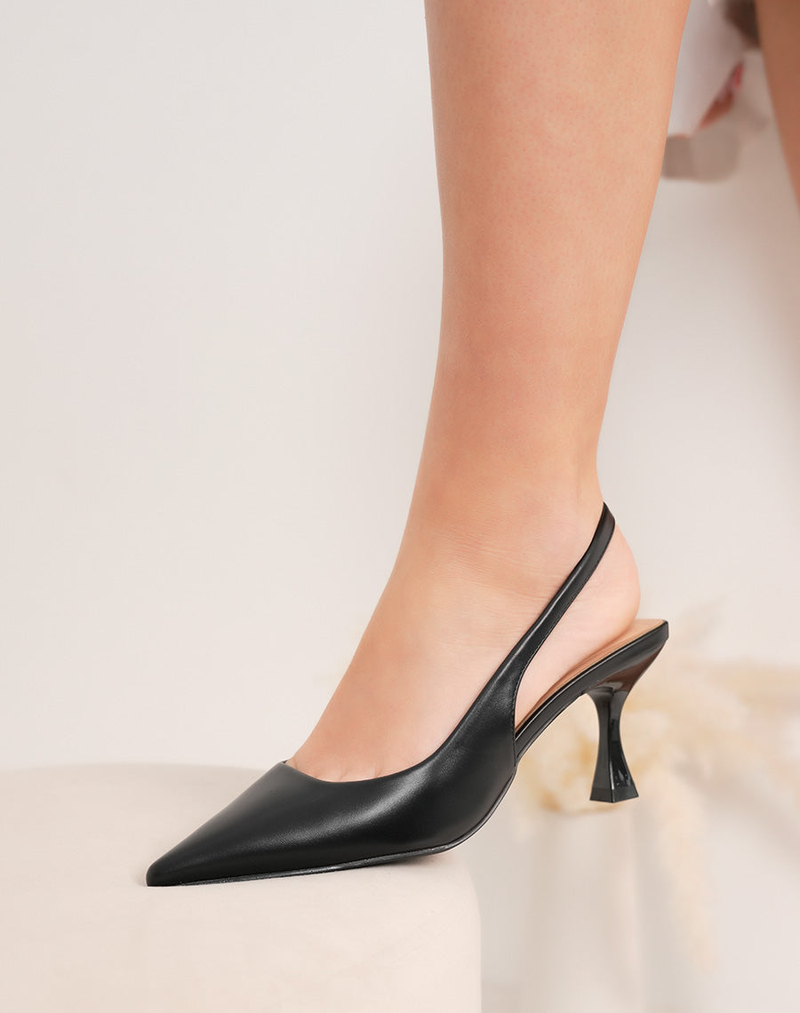 Escarpins femme noirs élégants à bout pointu et petit talon