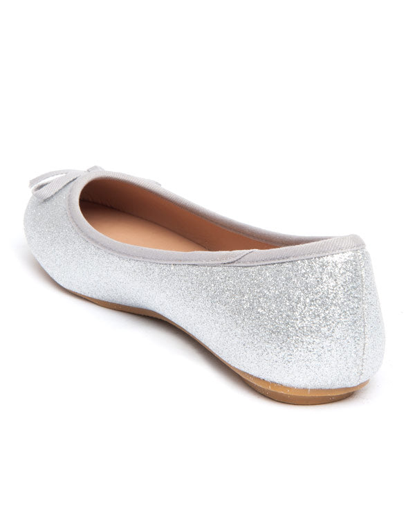 Ballerine femme Cocoperla argent avec paillettes et noeud
