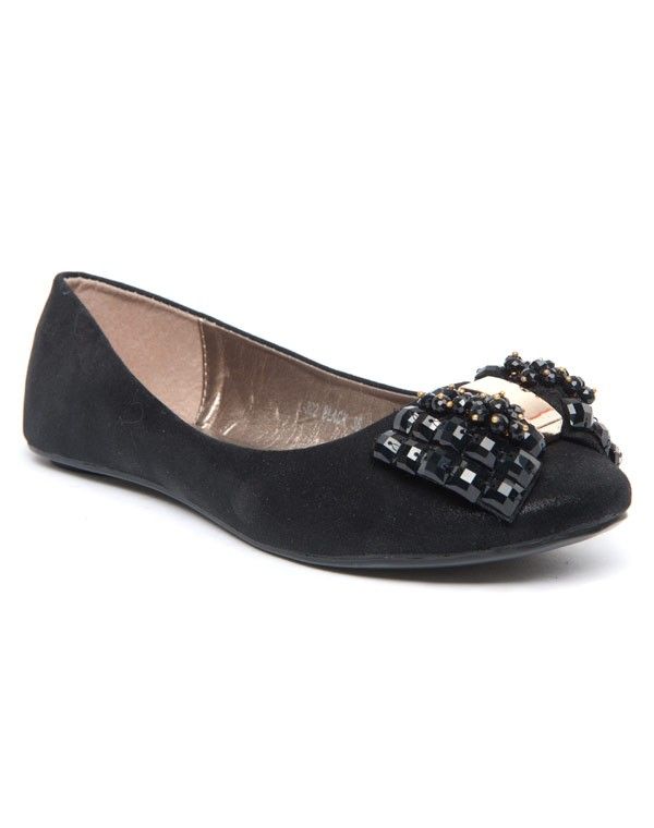 Ballerines Femme Metalika: N?ud strass et tissu irisé noire