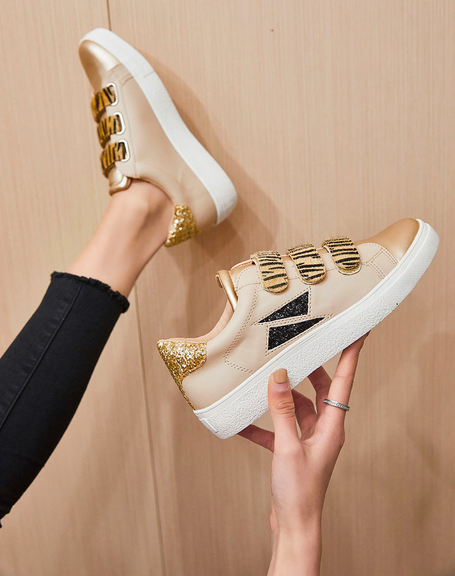 Basket beige à scratchs motifs tigrés